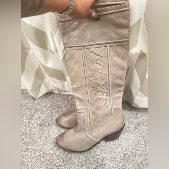 NWOB Gray Fossil Felecia Leather Woven Western Cowboy boots size 10 - Picture 8 of 8